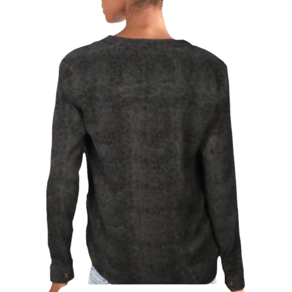 Splendid Blouse Faux Wrap Python Top V-Neck Gray Hi-Lo - Picture 2 of 11